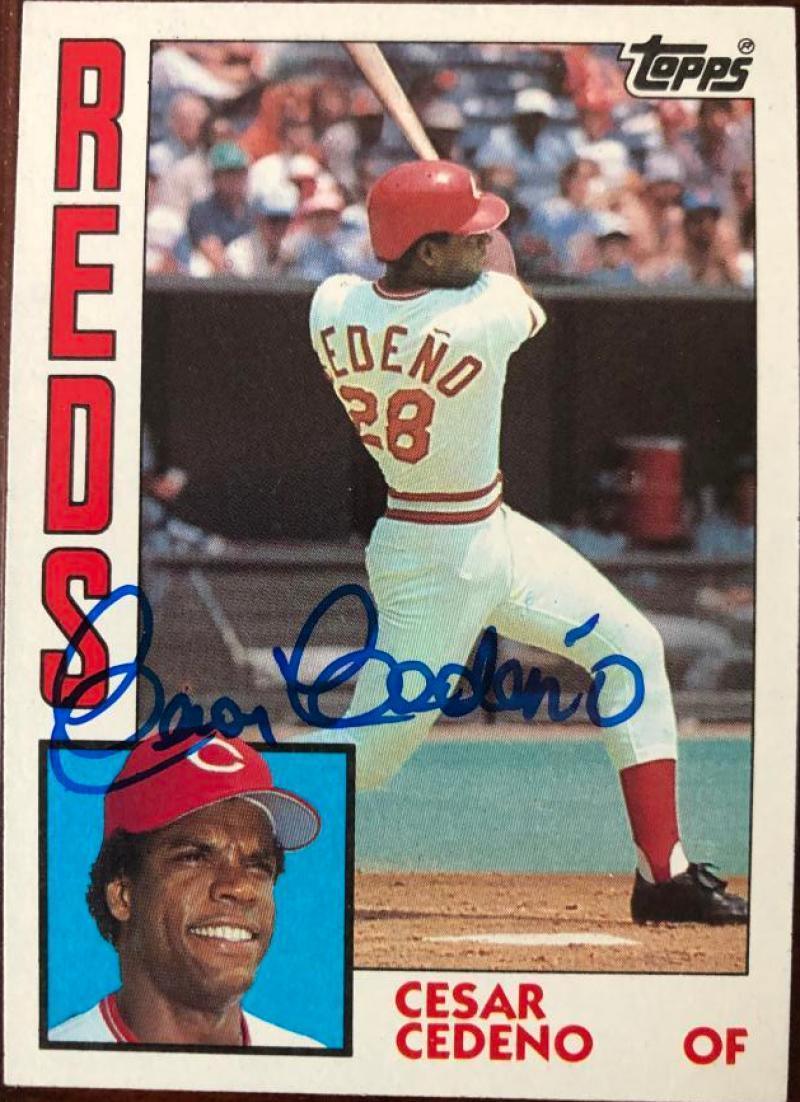 Cesar Cedeno Signed 1984 Topps Baseball Card - Cincinnati Reds - PastPros