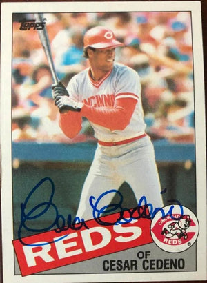 Cesar Cedeno Signed 1985 Topps Baseball Card - Cincinnati Reds