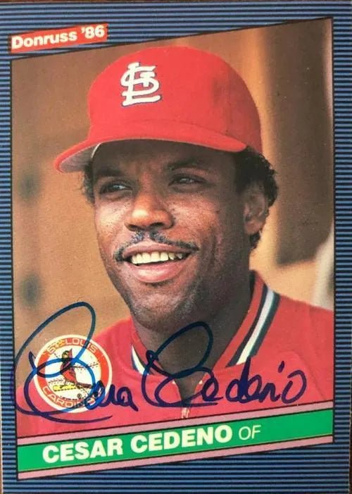 Cesar Cedeno Signed 1986 Donruss Baseball Card - St Louis Cardinals