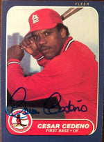 Cesar Cedeno Signed 1986 Fleer Baseball Card - St Louis Cardinals