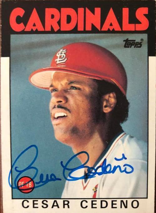 Cesar Cedeno Signed 1986 Topps Baseball Card - St Louis Cardinals - PastPros
