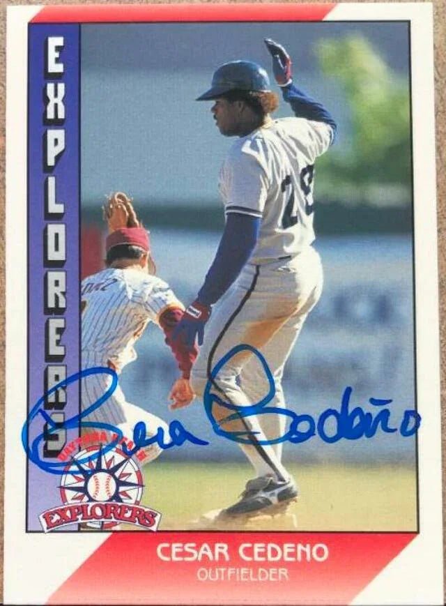 Cesar Cedeno Signed 1991 Pacific Senior League Baseball Card (Base Running)