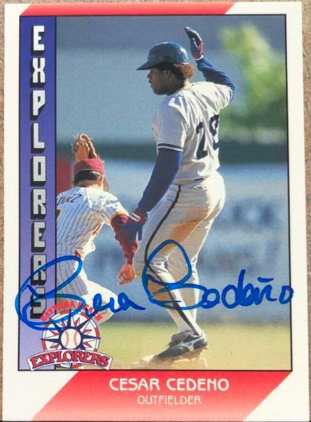 Cesar Cedeno Signed 1991 Pacific Senior League Baseball Card (Base Running) - PastPros