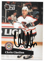 Chris Chelios Signed 1991-92 Pro Set Hockey Card - Chicago Blackhawks All-Star - PastPros