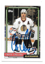 Chris Chelios Signed 1992-93 Topps Hockey Card - Chicago Blackhawks - PastPros