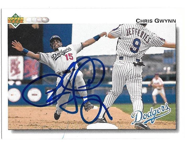 Chris Gwynn Signed 1992 Upper Deck Baseball Card - Los Angeles Dodgers - PastPros