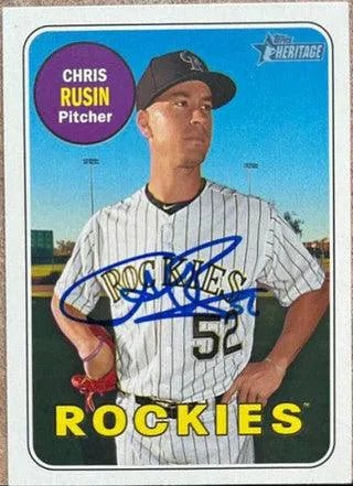 Chris Rusin Signed 2018 Topps Heritage Baseball Card - Colorado Rockies