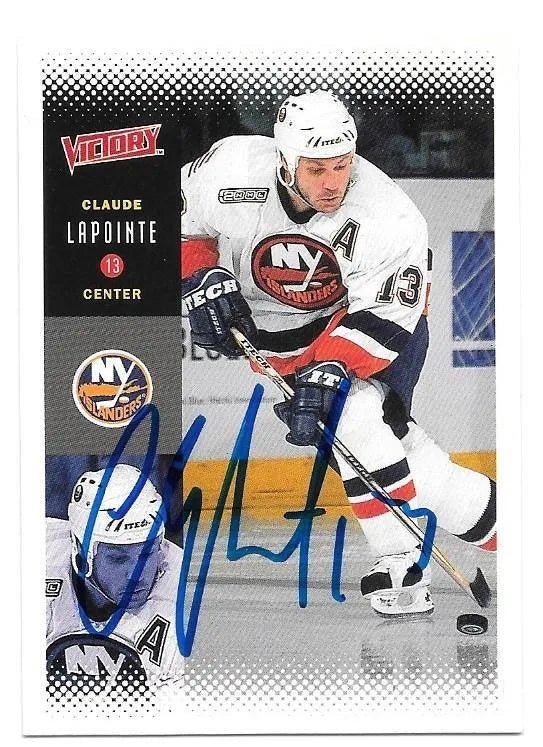 Claude Lapointe Signed 2000-01 Victory Hockey Card - New York Islanders