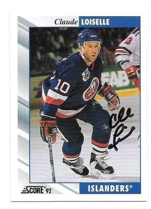 Claude Loiselle Signed 1992-93 Score Hockey Card - New York Islanders