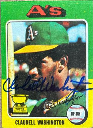 Claudell Washington Signed 1975 Topps Mini Baseball Card - Oakland A's - PastPros