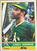 Claudell Washington Signed 1976 Topps Baseball Card - Oakland A's - PastPros