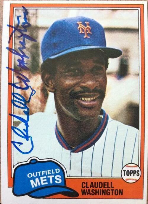 Claudell Washington Signed 1981 Topps Baseball Card - New York Mets - PastPros