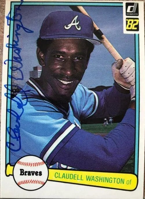 Claudell Washington Signed 1982 Donruss Baseball Card - Atlanta Braves