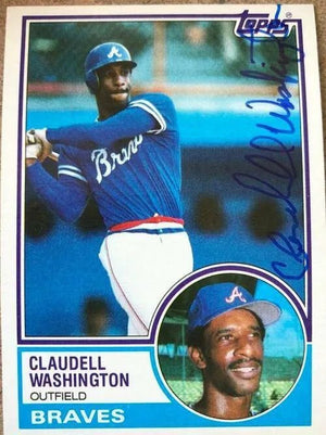 Claudell Washington Signed 1983 Topps Baseball Card - Atlanta Braves