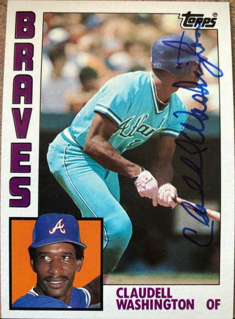 Claudell Washington Signed 1984 Topps Baseball Card - Atlanta Braves - PastPros