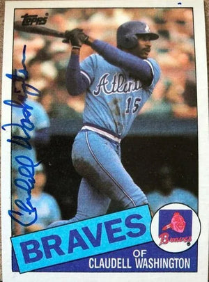 Claudell Washington Signed 1985 Topps Baseball Card - Atlanta Braves