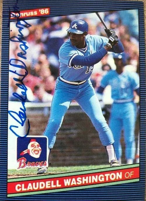 Claudell Washington Signed 1986 Donruss Baseball Card - Atlanta Braves
