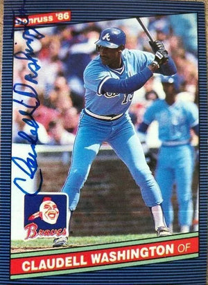 Claudell Washington Signed 1986 Donruss Baseball Card - Atlanta Braves