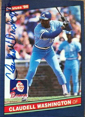 Claudell Washington Signed 1986 Donruss Baseball Card - Atlanta Braves - PastPros