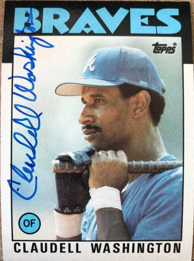 Claudell Washington Signed 1986 Topps Baseball Card - Atlanta Braves