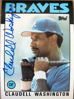 Claudell Washington Signed 1986 Topps Baseball Card - Atlanta Braves - PastPros