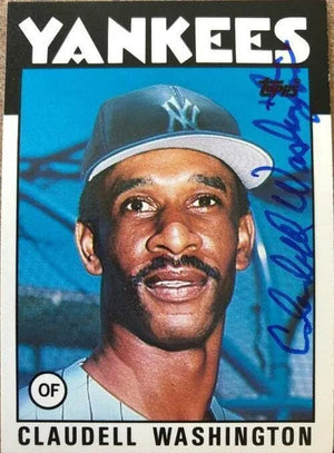 Claudell Washington Signed 1986 Topps Baseball Card - New York Yankees
