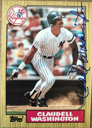 Claudell Washington Signed 1987 Topps Baseball Card - New York Yankees - PastPros