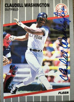 Claudell Washington Signed 1989 Fleer Baseball Card - New York Yankees - PastPros