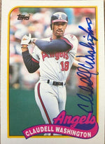 Claudell Washington Signed 1989 Topps Baseball Card - California Angels - PastPros