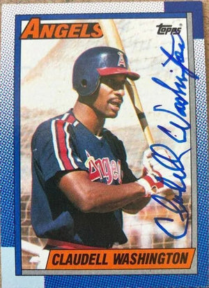Claudell Washington Signed 1990 Topps Baseball Card - California Angels - PastPros