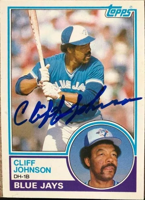 Cliff Johnson Signed 1983 Topps Baseball Card - Toronto Blue Jays