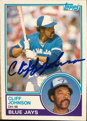 Cliff Johnson Signed 1983 Topps Baseball Card - Toronto Blue Jays - PastPros