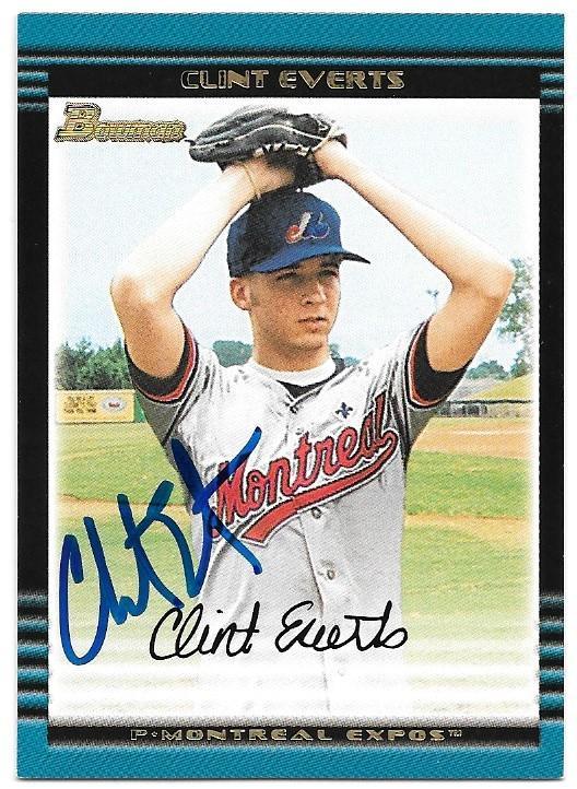 Clint Everts Signed 2003 Bowman Baseball Card - Montreal Expos - PastPros
