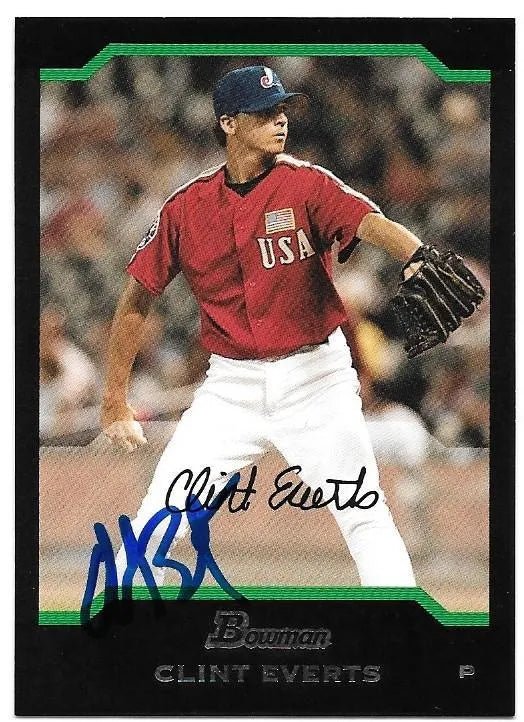 Clint Everts Signed 2004 Bowman Baseball Card - Montreal Expos