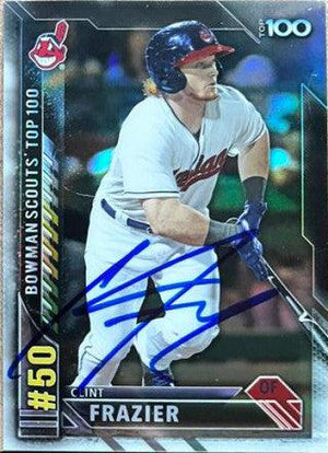 Clint Frazier Signed 2016 Bowman Scouts Top Prospects Baseball Card - Cleveland Indians - PastPros