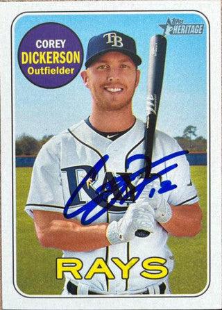 Cory Dickerson Signed 2018 Topps Heritage Baseball Card - Tampa Bay Rays - PastPros