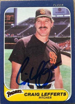 Craig Lefferts Signed 1986 Fleer Baseball Card - San Diego Padres