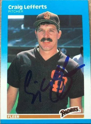 Craig Lefferts Signed 1987 Fleer Baseball Card - San Diego Padres