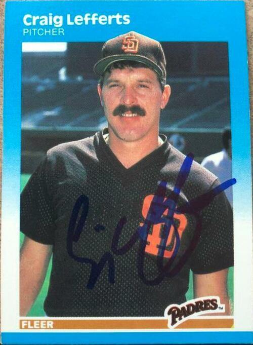 Craig Lefferts Signed 1987 Fleer Baseball Card - San Diego Padres - PastPros