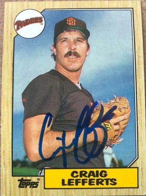 Craig Lefferts Signed 1987 Topps Baseball Card - San Diego Padres