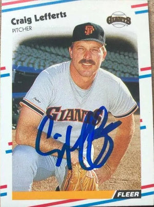 Craig Lefferts Signed 1988 Fleer Baseball Card - San Francisco Giants