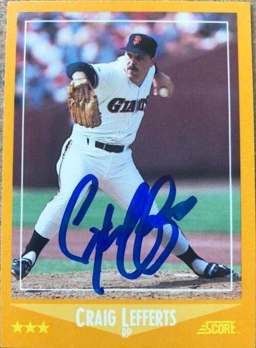 Craig Lefferts Signed 1988 Score Baseball Card - San Francisco Giants - PastPros