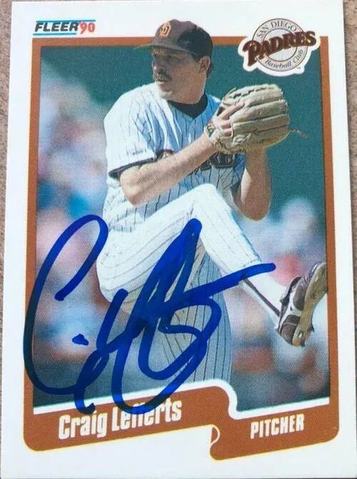 Craig Lefferts Signed 1990 Fleer Baseball Card - San Diego Padres