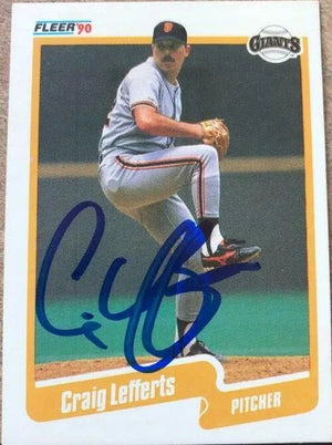 Craig Lefferts Signed 1990 Fleer Baseball Card - San Francisco Giants
