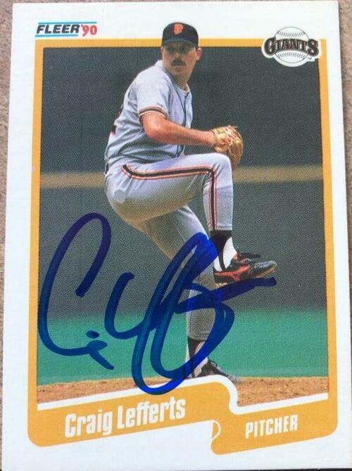 Craig Lefferts Signed 1990 Fleer Baseball Card - San Francisco Giants - PastPros