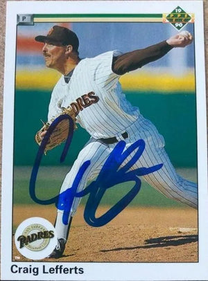 Craig Lefferts Signed 1990 Upper Deck Baseball Card - San Diego Padres