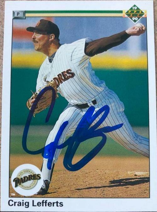 Craig Lefferts Signed 1990 Upper Deck Baseball Card - San Diego Padres - PastPros