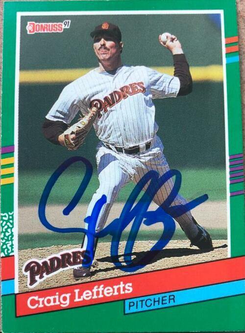 Craig Lefferts Signed 1991 Donruss Baseball Card - San Diego Padres - PastPros