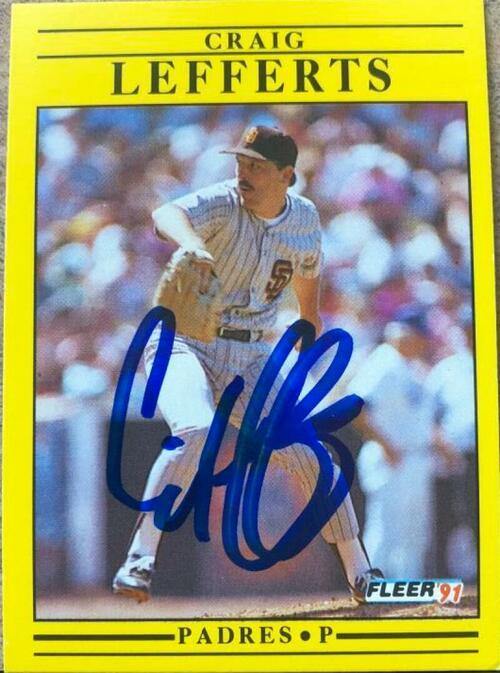 Craig Lefferts Signed 1991 Fleer Baseball Card - San Diego Padres - PastPros