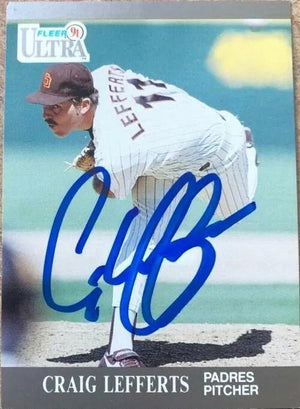 Craig Lefferts Signed 1991 Fleer Ultra Baseball Card - San Diego Padres